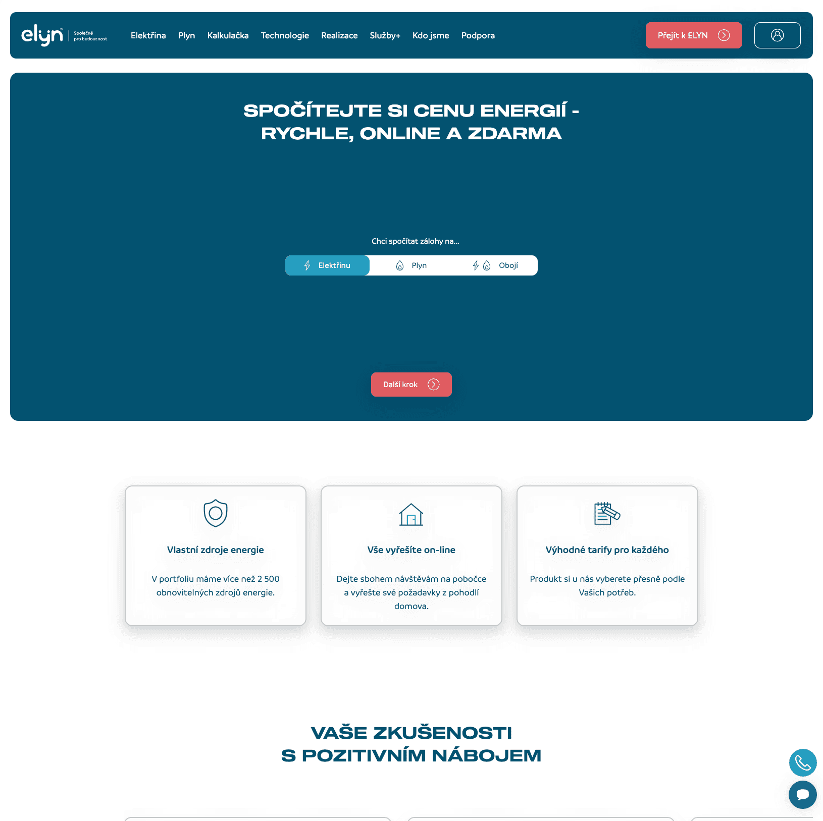 ELYN Web - úvodní stránka