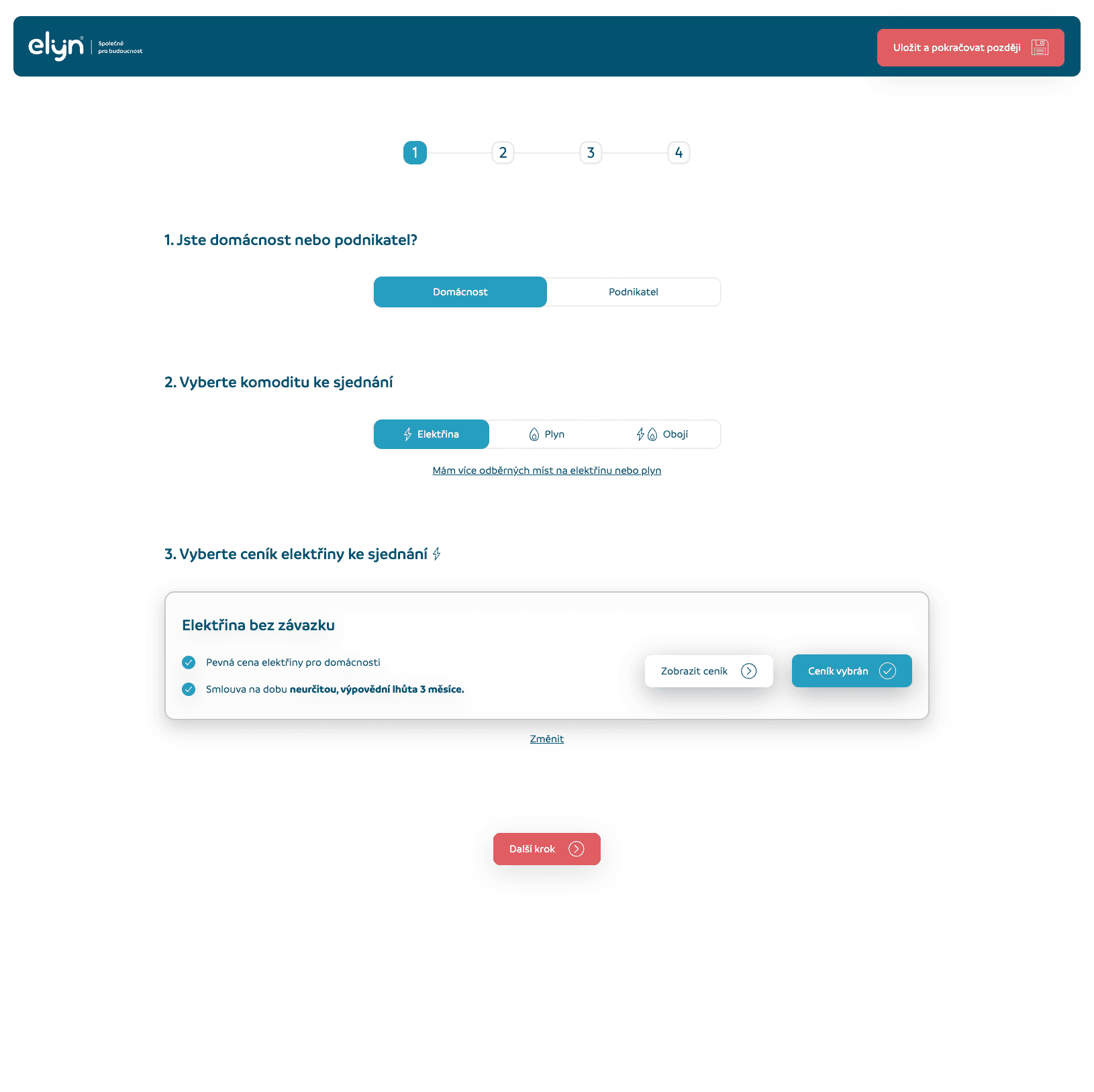 Online sjednání - krok 1