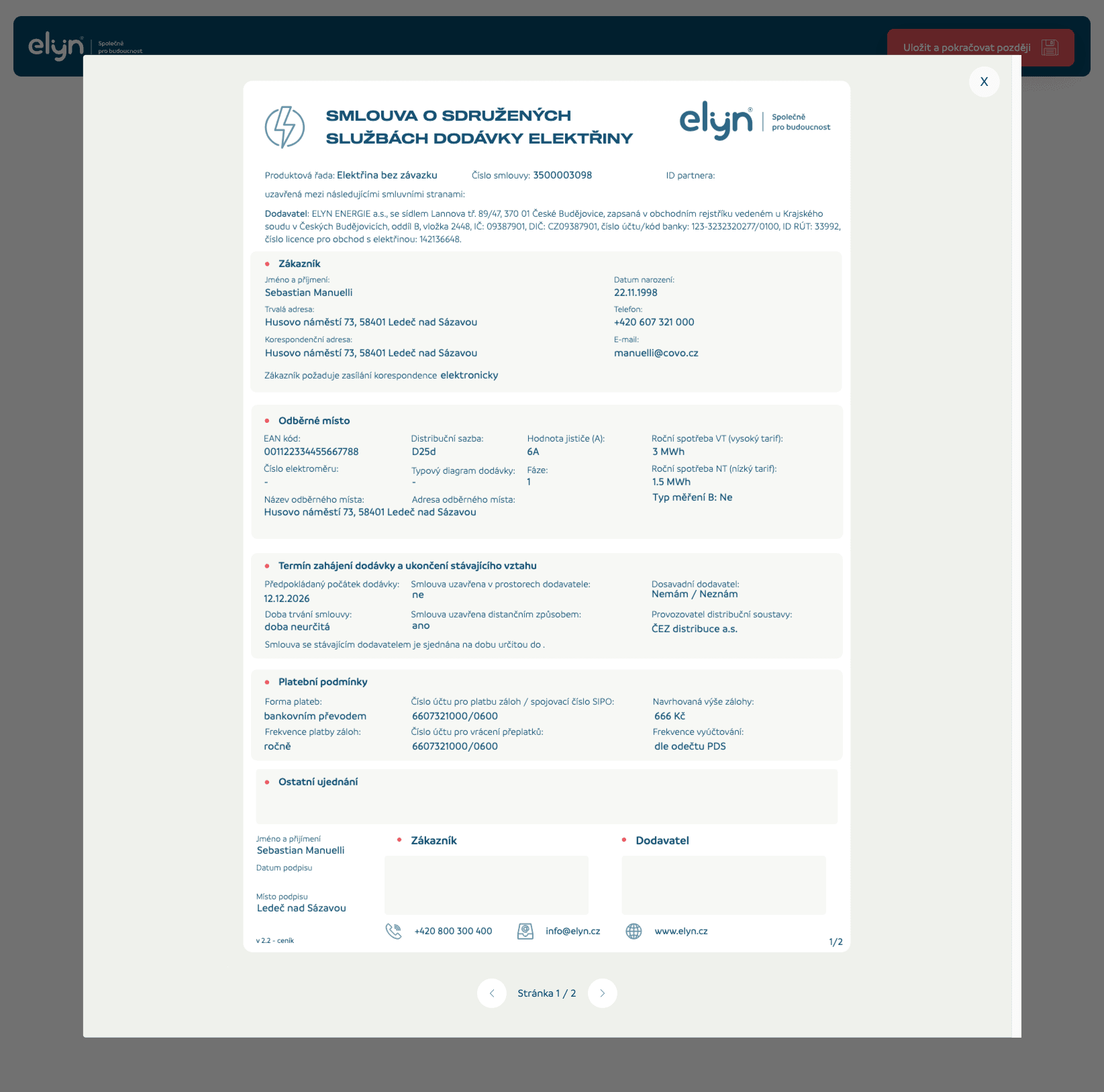 Online sjednání - krok 3