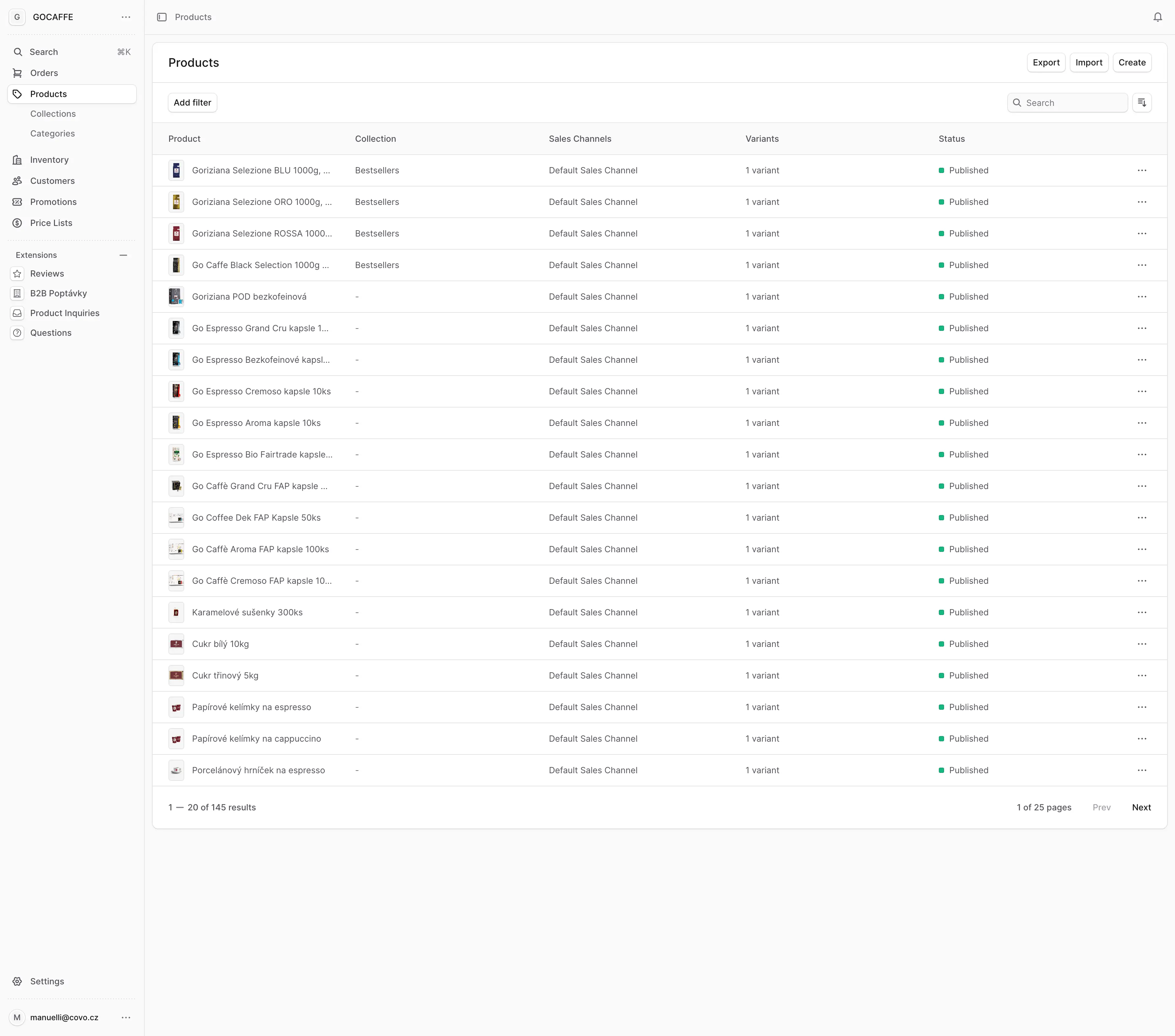 Admin panel - objednávky
