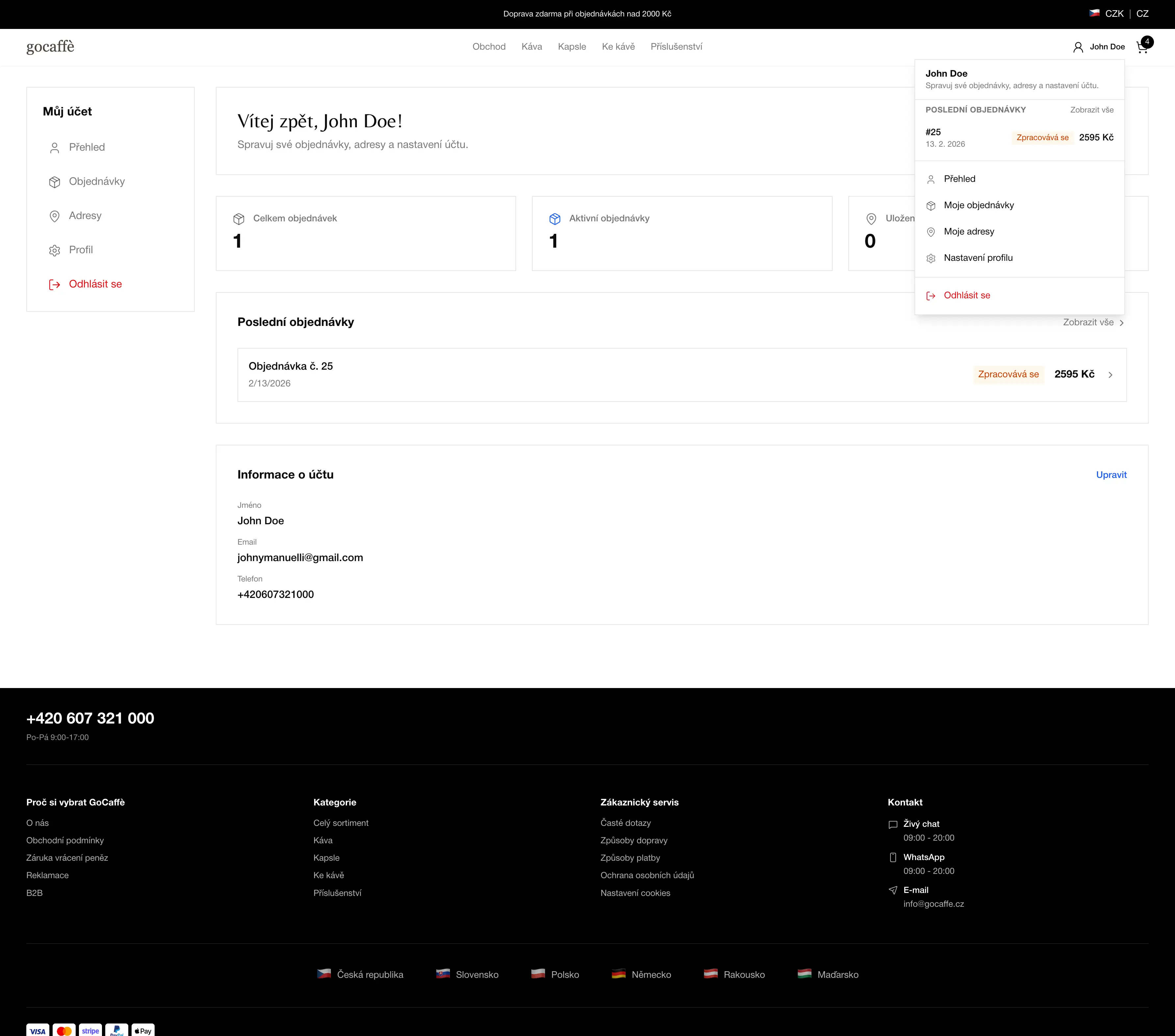 Potvrzení objednávky - email